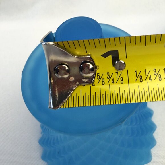 Blue Glass Vintage Candle Holder Inserts 3.5" Diamond Pattern Votive Cups 2 pcs - Picture 9 of 12